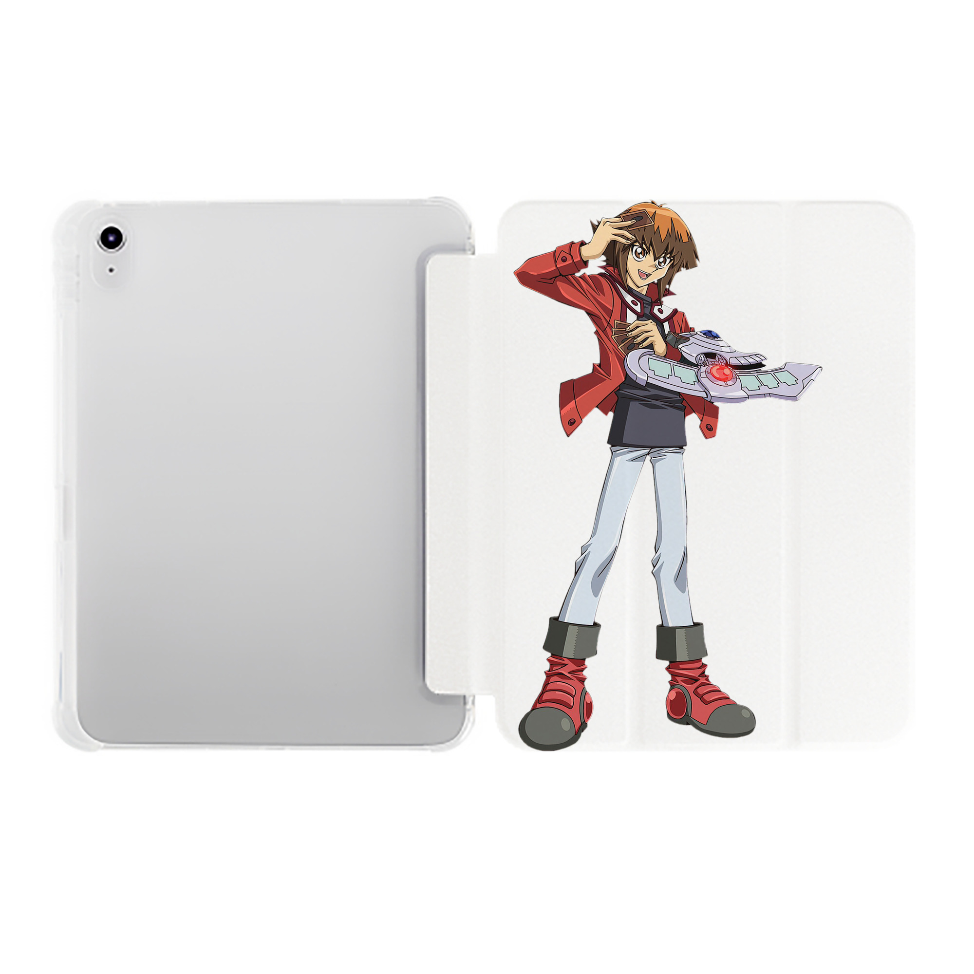 （画像用） 遊☆戯☆王 Yu-Gi-Oh! IPad ケース ペン収納付き 三つ折りスタンド PUレザー×シリコン 対応機種9.5/10.5/10.9インチ